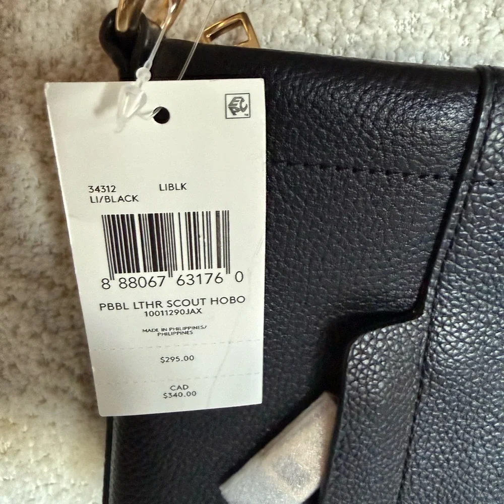 Coach Black Leather Scout Hobo  Bag - Picture 4 of 9